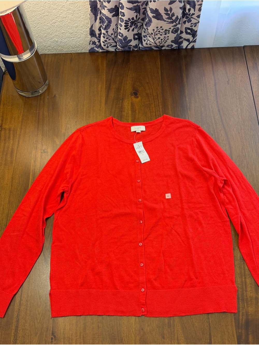 LOFT Red Button-Up Cardigan Sweater